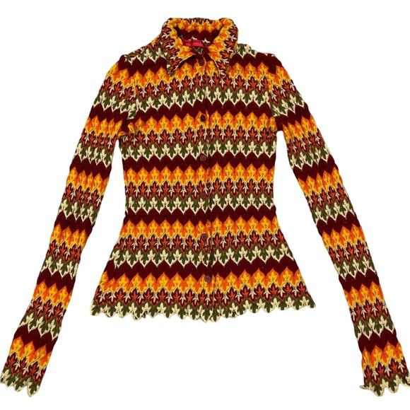 Vintage Necessary Objects Textured Knit Button Up Shirt - Picture 1 of 9